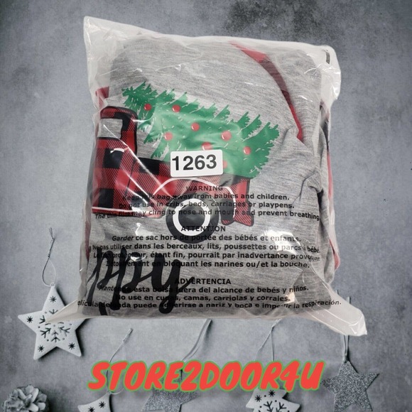 JUNIORS CHRISTMAS PAJAMAS - LARGE(12/14) RED TRUCK & TREE HOLIDAY PAJAMA SET 2PC - Picture 12 of 12